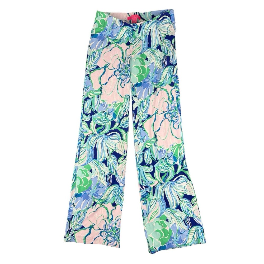 Lilly Pulitzer Georgia May Palazzo Pants Blue Green Floral Women’s Size XXS